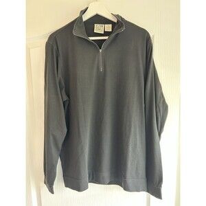 Vintage TravelSmith Black 1/4 Quarter Zip Sweater Pullover Men Size Medium Y2K